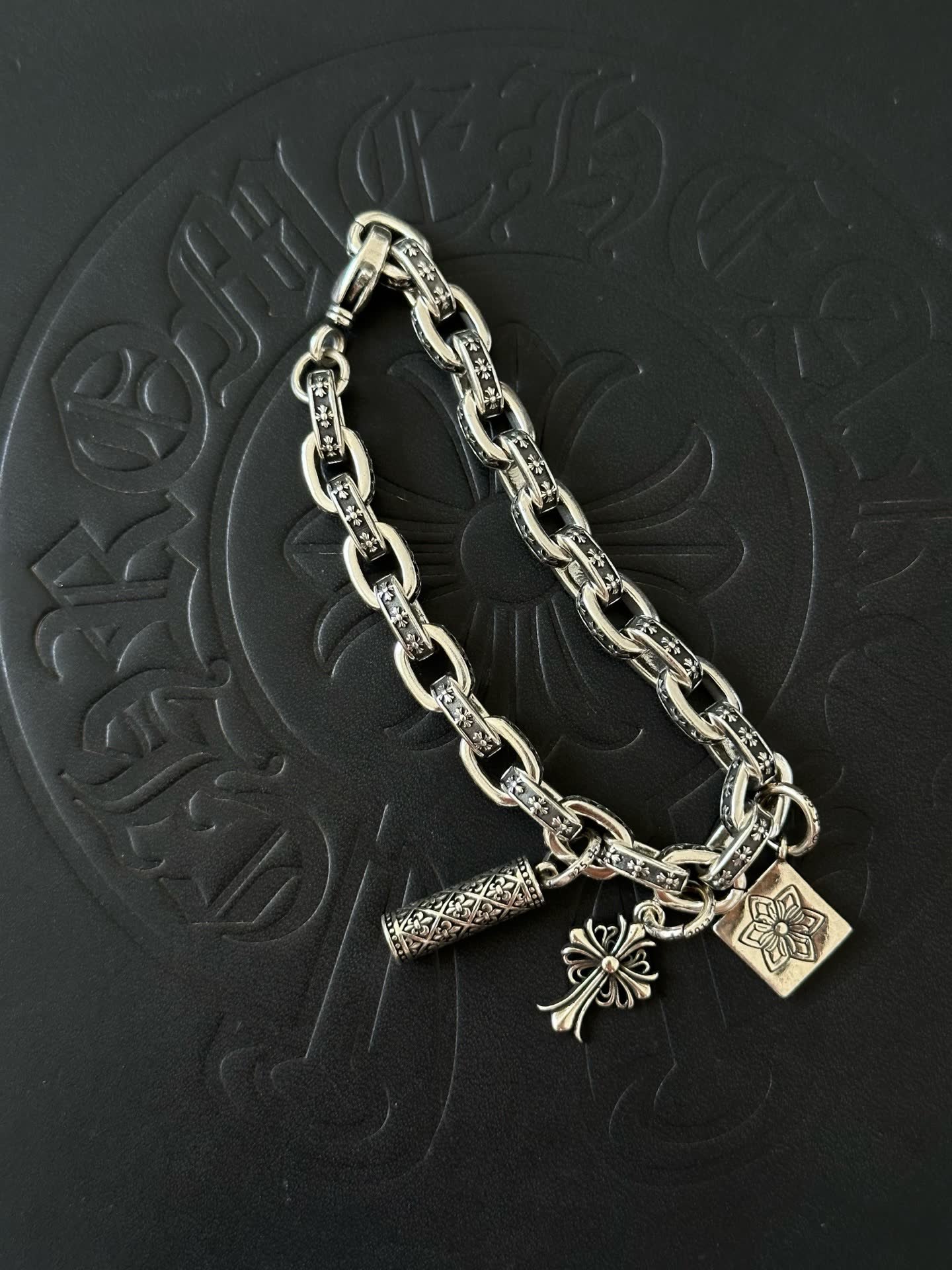 Chrome Hearts Blessed Silver Bracelet with Charms